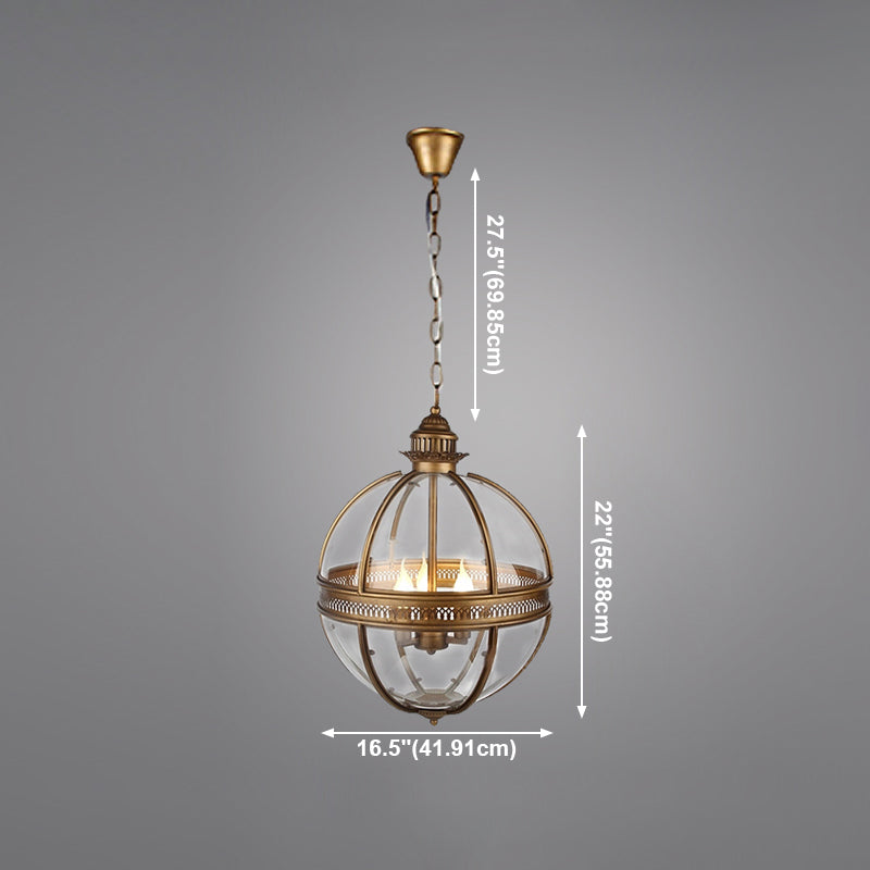 Globe Metal Pendant Lighting Industrial 3 Lights Dining Room Chandelier Hanging Light Fixture