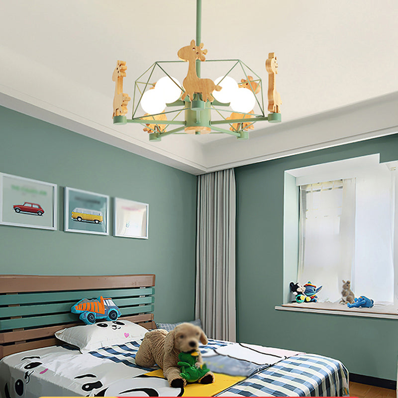 Minimalism Style 5 Lights Chandelier Giraffe Metal Pendant Light for Kids Bedroom