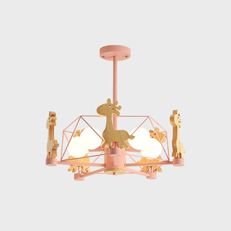 Minimalism Style 5 Lights Chandelier Giraffe Metal Pendant Light for Kids Bedroom
