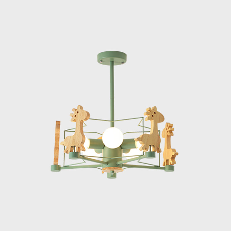 Minimalism Style 5 Lights Chandelier Giraffe Metal Pendant Light for Kids Bedroom