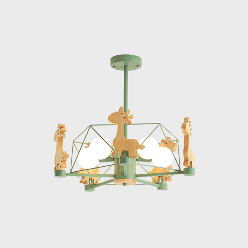 Minimalism Style 5 Lights Chandelier Giraffe Metal Pendant Light for Kids Bedroom
