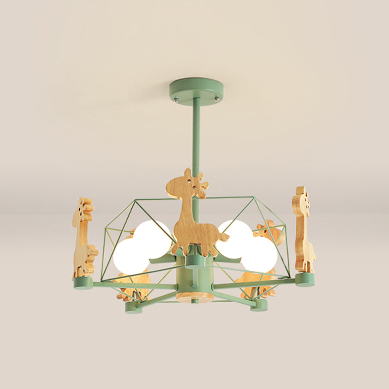 Minimalism Style 5 Lights Chandelier Giraffe Metal Pendant Light for Kids Bedroom