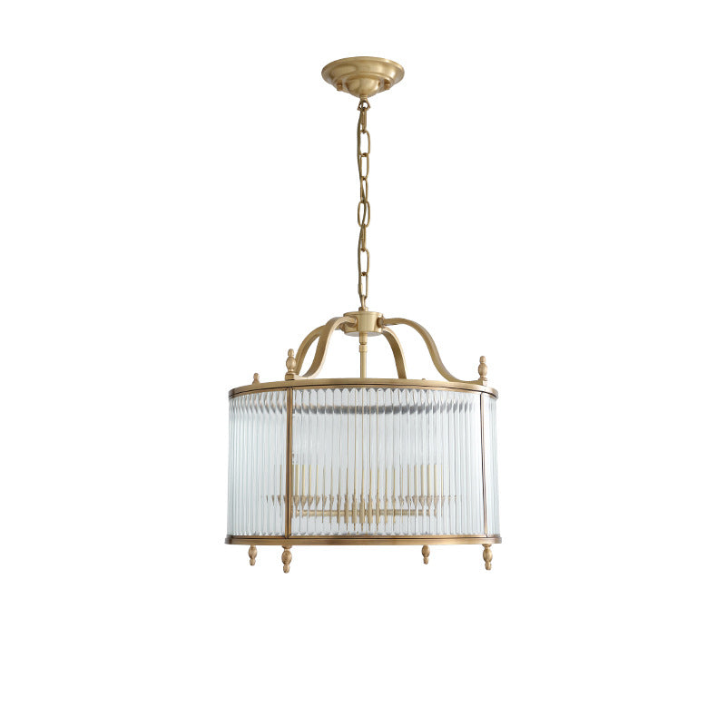 Cylinder Shade Hanging Light American Style Glass Pendant Light for Living Room