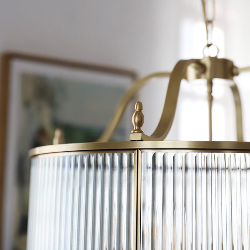 Cylinder Shade Hanging Light American Style Glass Pendant Light for Living Room