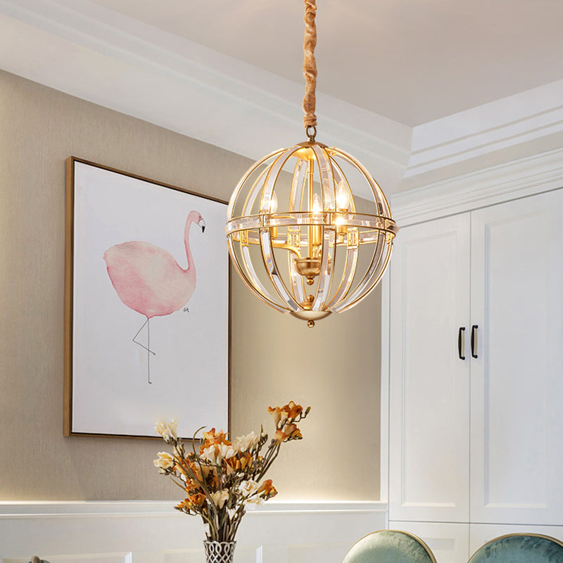 Modern Metal Crystal Ball Chandelier Light Multi Head Hanging Light for Restaurant