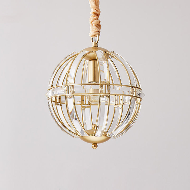 Modern Metal Crystal Ball Chandelier Light Multi Head Hanging Light for Restaurant