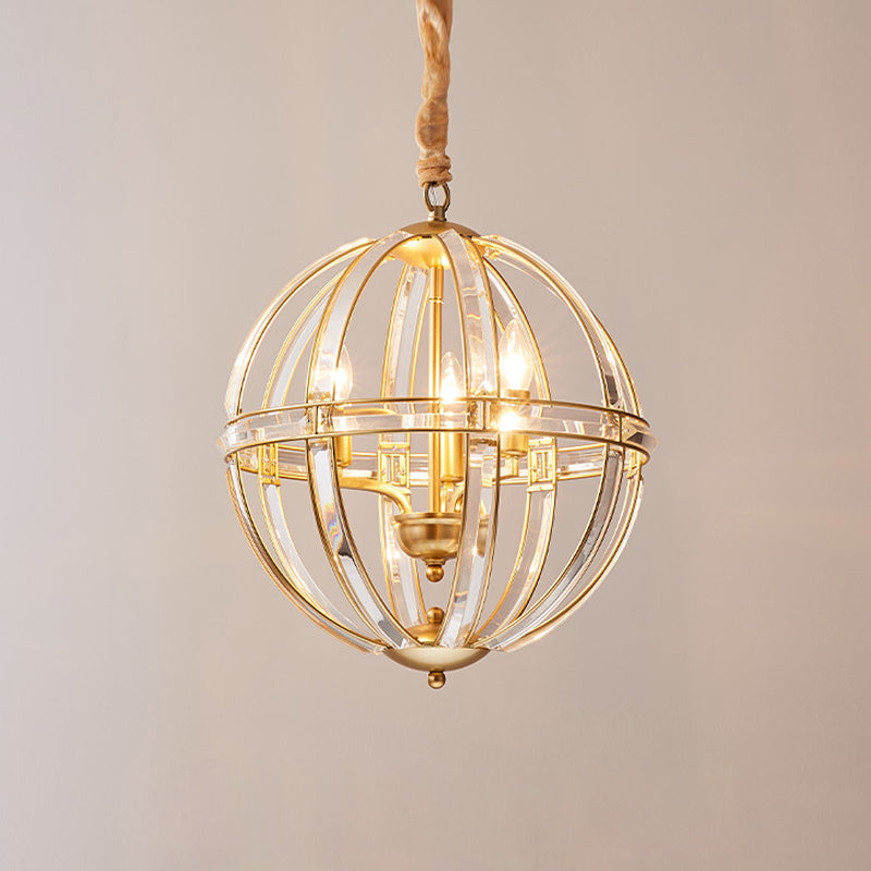 Modern Metal Crystal Ball Chandelier Light Multi Head Hanging Light for Restaurant