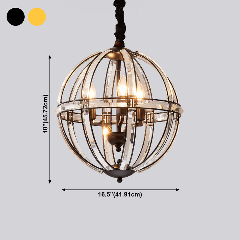 Modern Metal Crystal Ball Chandelier Light Multi Head Hanging Light for Restaurant
