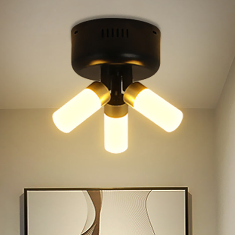 Rohr halb Flush Light Metal Moderne 3 Leuchten LED SEMI BUSH Deckenleuchte in schwarzer Finish für Balkon