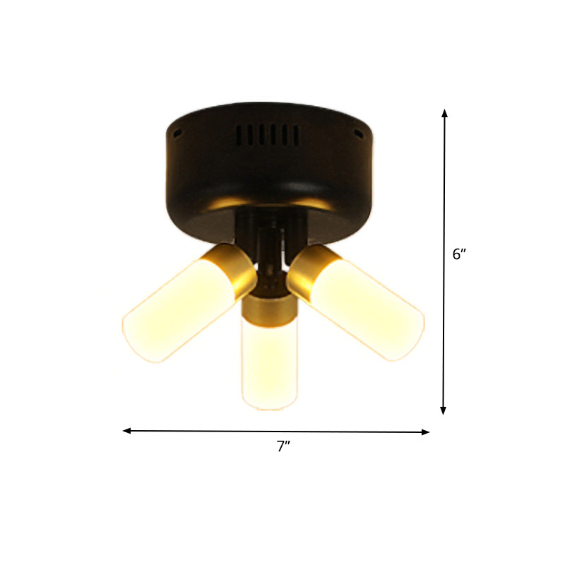 Rohr halb Flush Light Metal Moderne 3 Leuchten LED SEMI BUSH Deckenleuchte in schwarzer Finish für Balkon