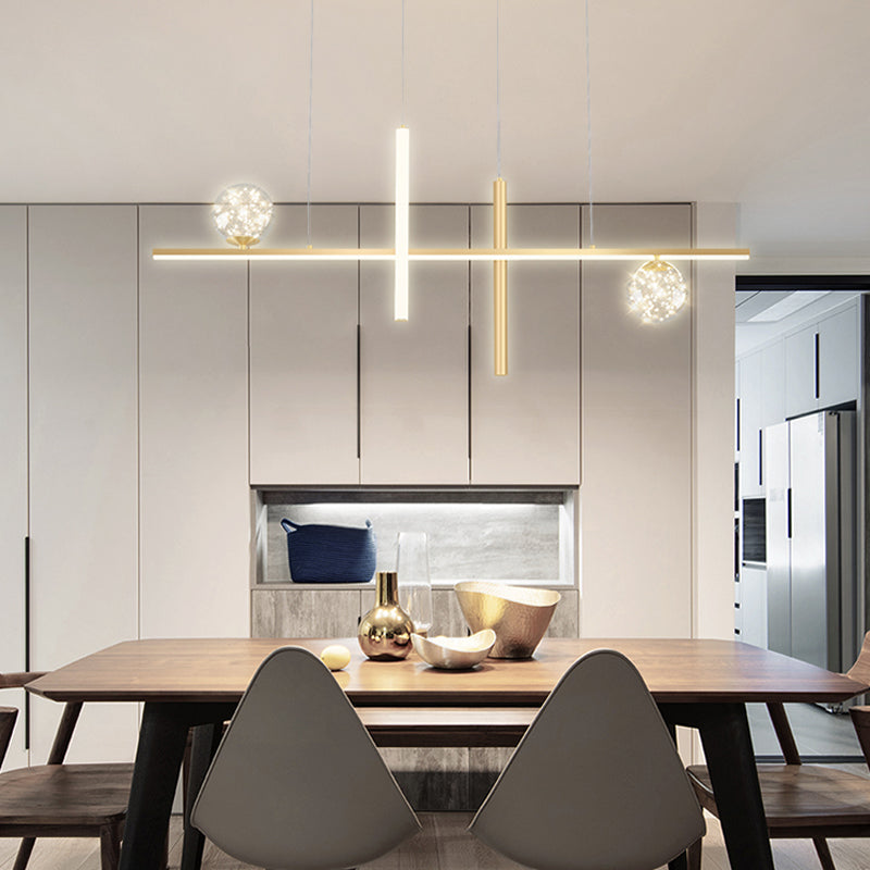 Moderne lineare Insel Kronleuchter Multi-Head Restaurant Anhänger Beleuchtungskarten