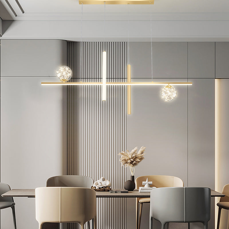 Moderne lineare Insel Kronleuchter Multi-Head Restaurant Anhänger Beleuchtungskarten