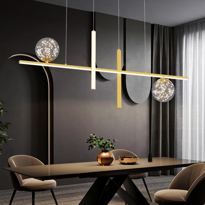 Moderne lineare Insel Kronleuchter Multi-Head Restaurant Anhänger Beleuchtungskarten