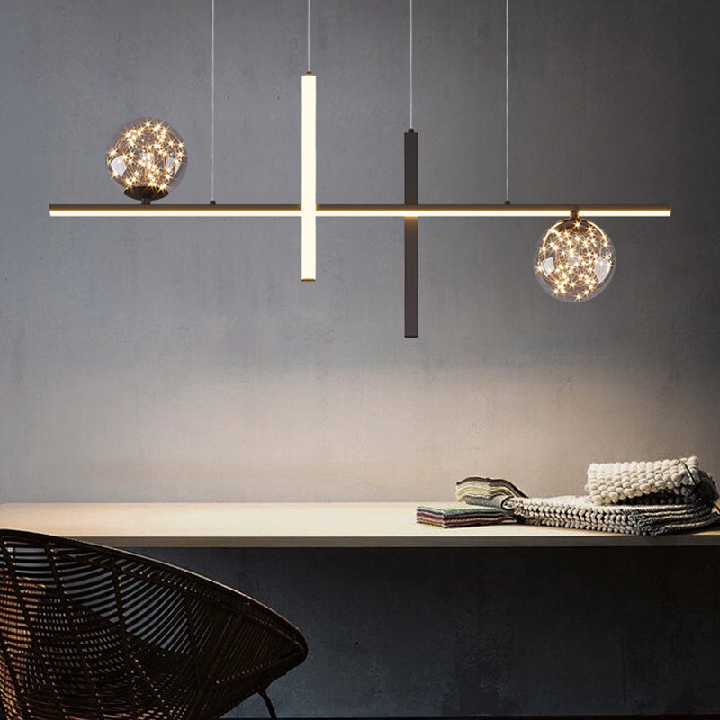 Moderne lineare Insel Kronleuchter Multi-Head Restaurant Anhänger Beleuchtungskarten