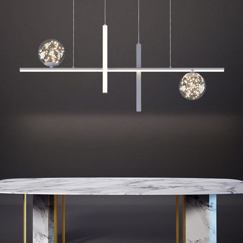 Moderne lineare Insel Kronleuchter Multi-Head Restaurant Anhänger Beleuchtungskarten