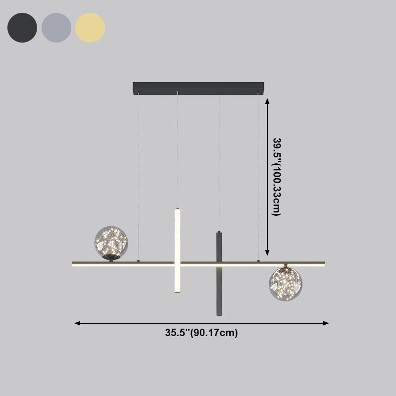 Moderne lineare Insel Kronleuchter Multi-Head Restaurant Anhänger Beleuchtungskarten