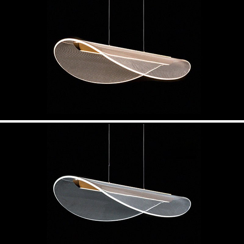 Acrylic Island Chandelier Lights Modern Style Metal Hanging Light Fixture for Dining Room