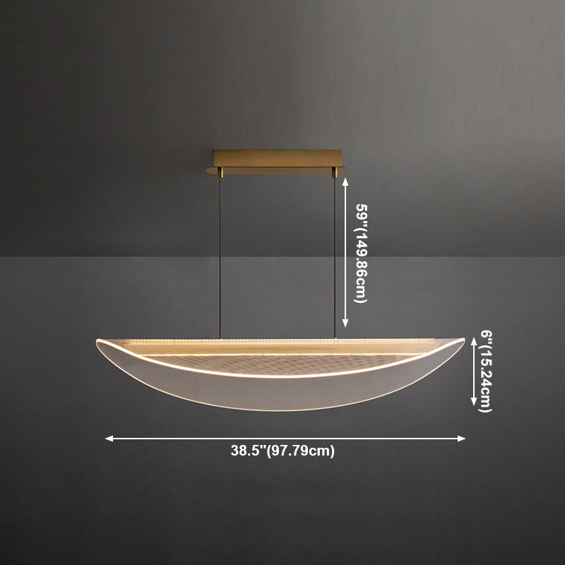 Acrylic Island Chandelier Lights Modern Style Metal Hanging Light Fixture for Dining Room