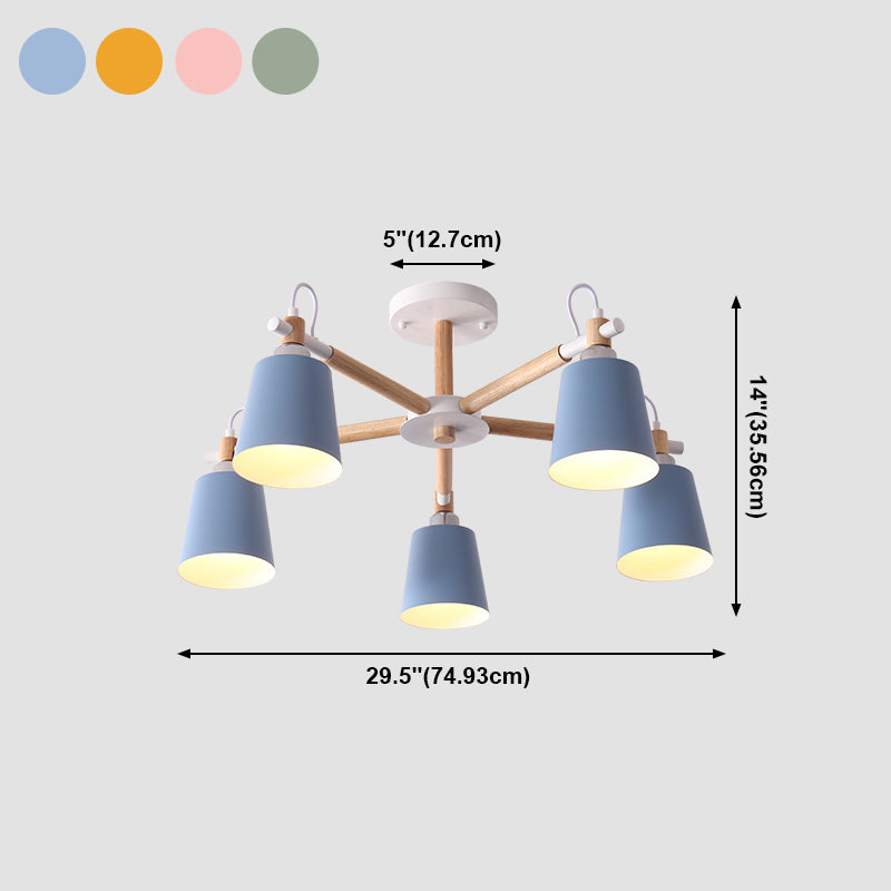Minimalist Macaron Hanging Light Metal Hanging Chandelier for Sitting Room
