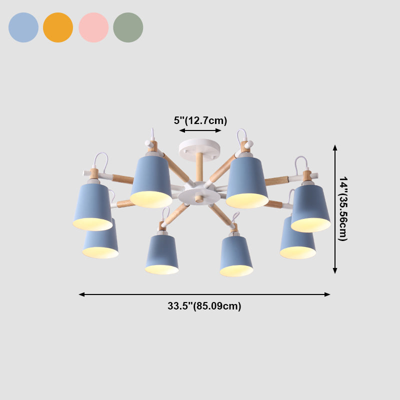 Minimalist Macaron Hanging Light Metal Hanging Chandelier for Sitting Room