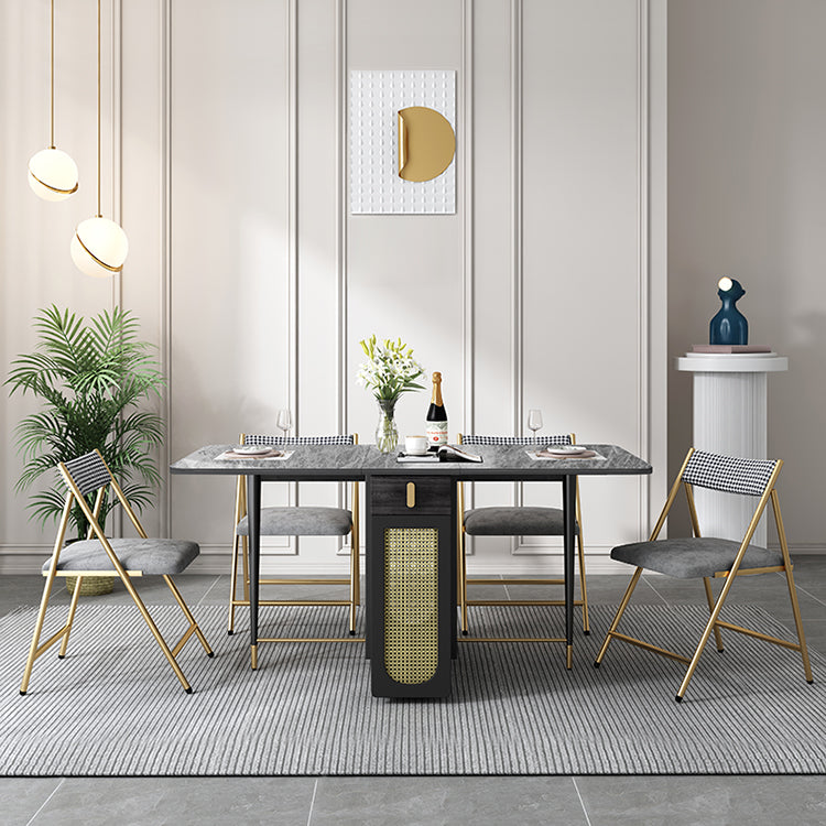 1/2/5 PCS Metal Modern Dining Set met rechthoekige tafel en opvouwbare stoelen Dinette Set