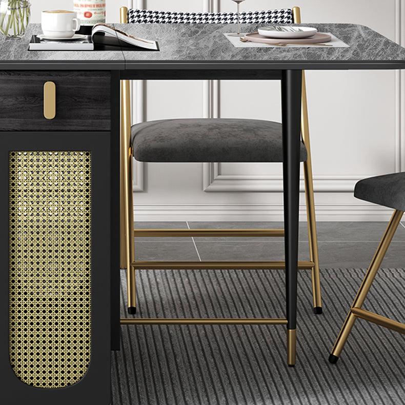 1/2/5 PCS Metal Modern Dining Set met rechthoekige tafel en opvouwbare stoelen Dinette Set