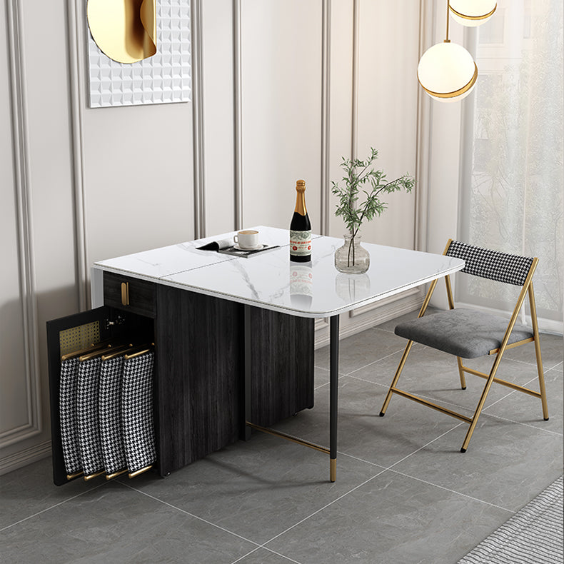 1/2/5 PCS Metal Modern Dining Set met rechthoekige tafel en opvouwbare stoelen Dinette Set