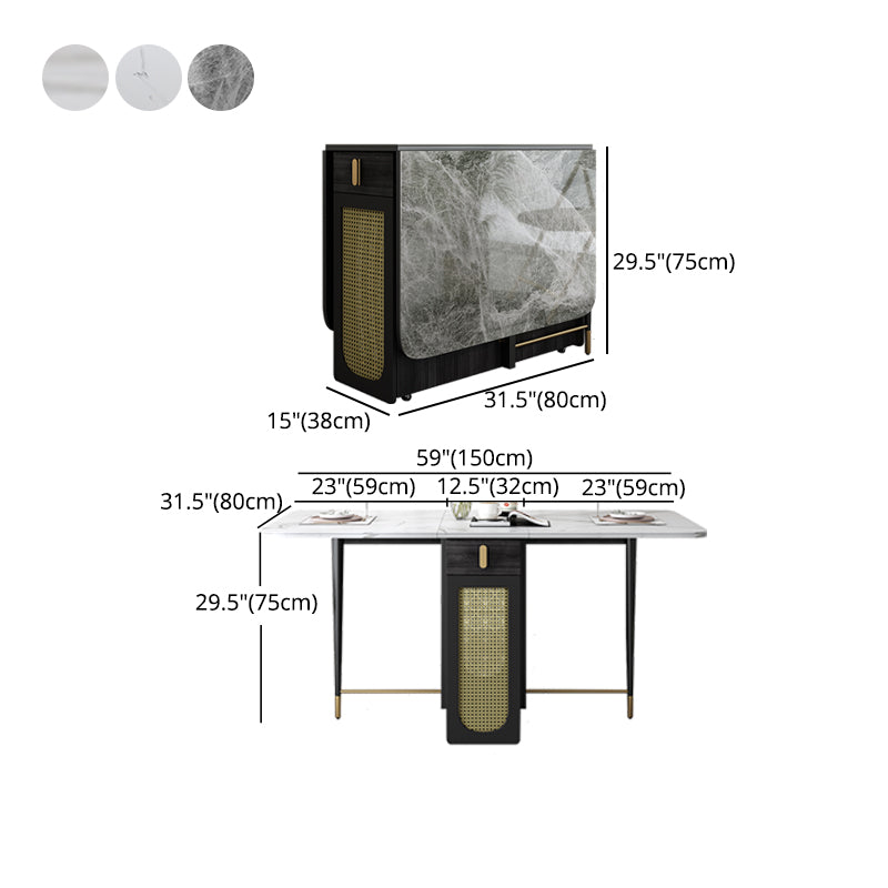1/2/5 Pcs Metal Modern Dining Set with Rectangle Table and Foldable Chairs Dinette Set