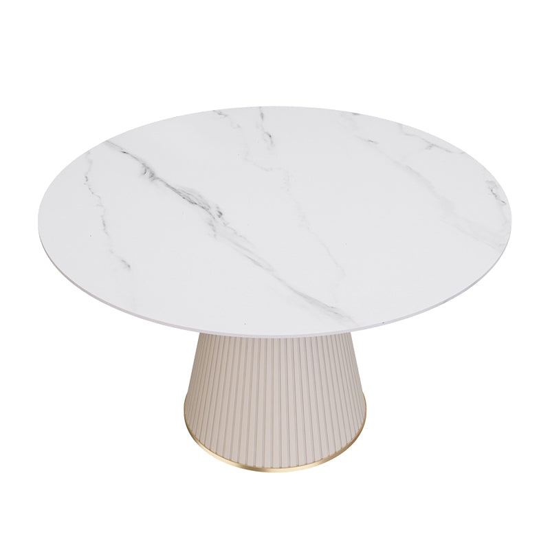 Nordic 1/2/5 Stücke Essset mit steinernem runden Tisch und Lederstühlen Essset