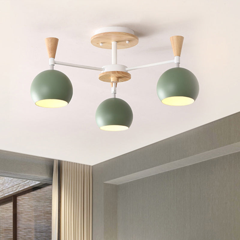 Macaron 3/6/8-Light Ceiling Lamp with Acrylic Shade Pink/Yellow/Blue Dome Semi Flush Pendant