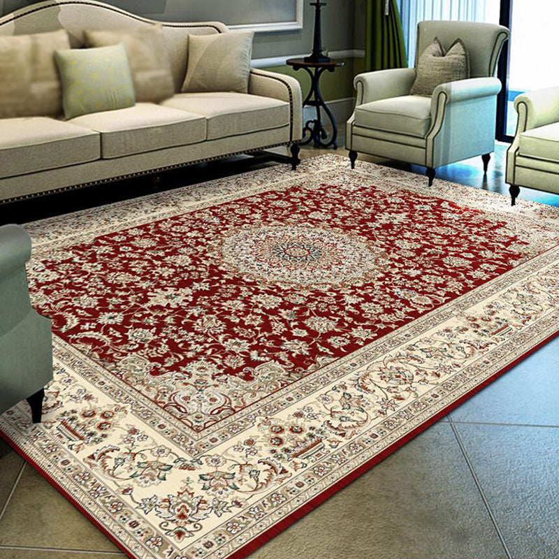 Tappeto grafico in poliestere di tappeto bohémien rosso per soggiorno