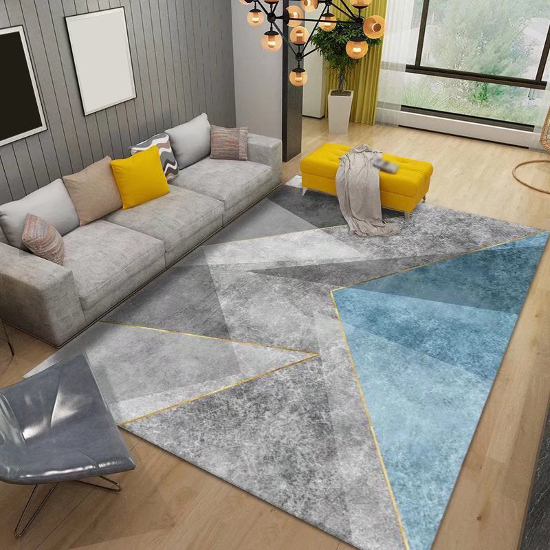Grey Circle Carpet Polyester Modern Carpet Non-Slip Backing Carpet for Drawing Room