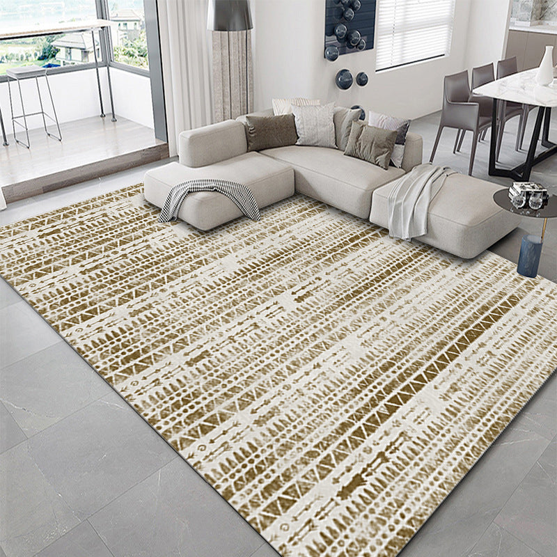 Dark Green Pattern Carpet Polyester Modern Carpet Washable Area Carpet for Living Room