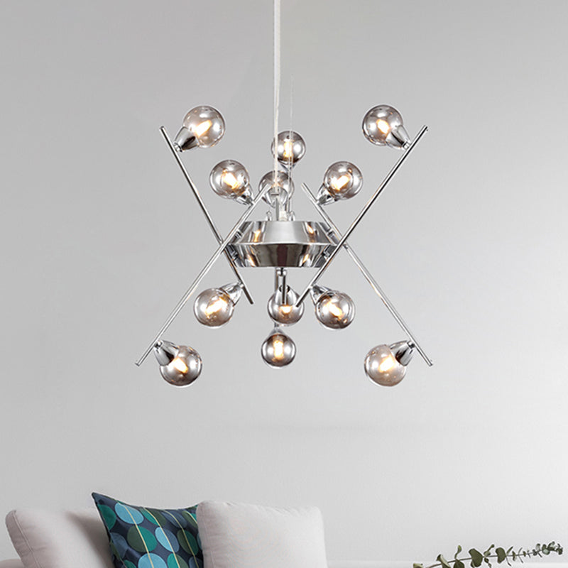 Molecular Smoke Glass Chandelier Lamp Contemporary Multi Lights Chrome Led Hanging Ceiling Light