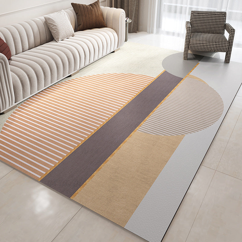 Light Gray Modern Rug Blending Striep Rug Stain Resistant Rug for Drawing Room