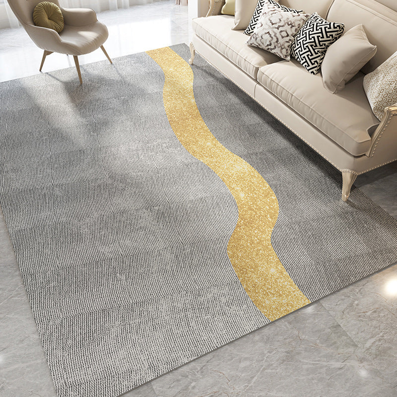 Light Gray Modern Rug Blending Striep Rug Stain Resistant Rug for Drawing Room