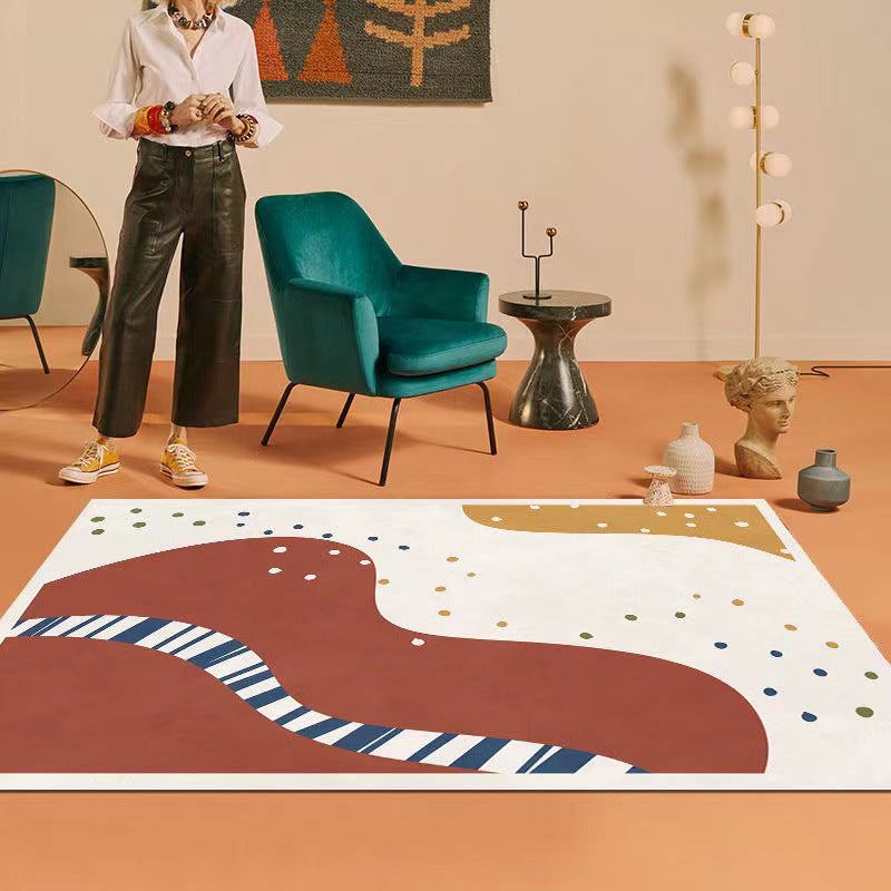 Tapis de blocage de couleur postmoderne Polyester Rapier intérieur Risque de zone lavable pour la décoration intérieure