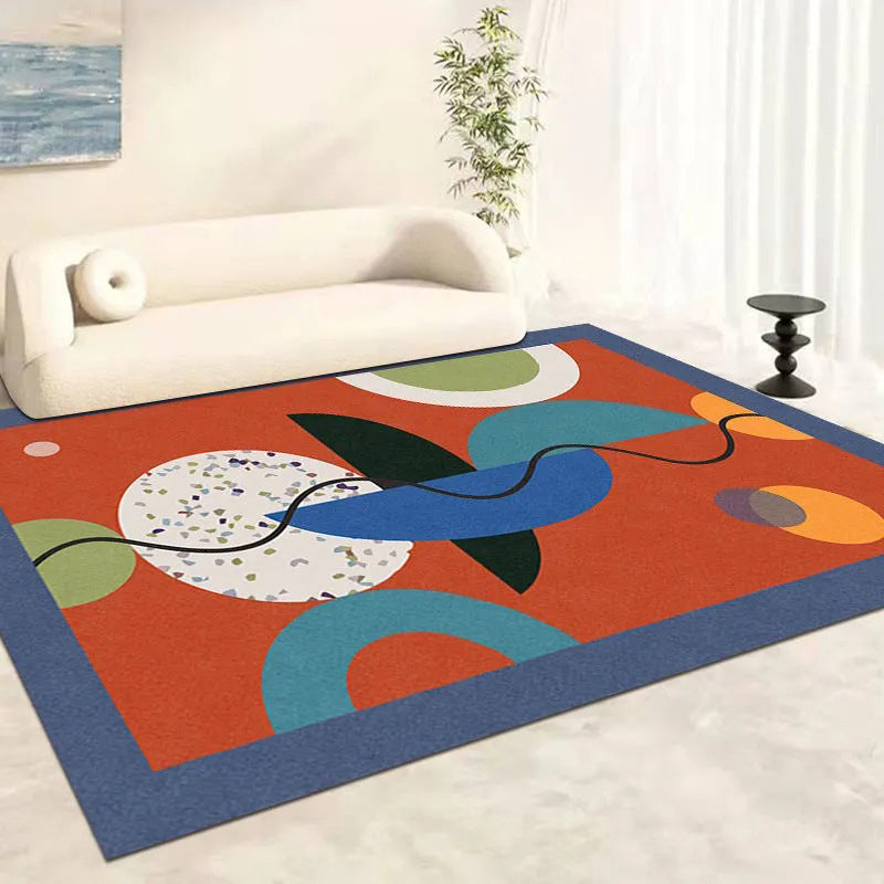 Postmodern Rug Polyester Colorful Indoor Rug Non-Slip Backing Rug for Home Decor