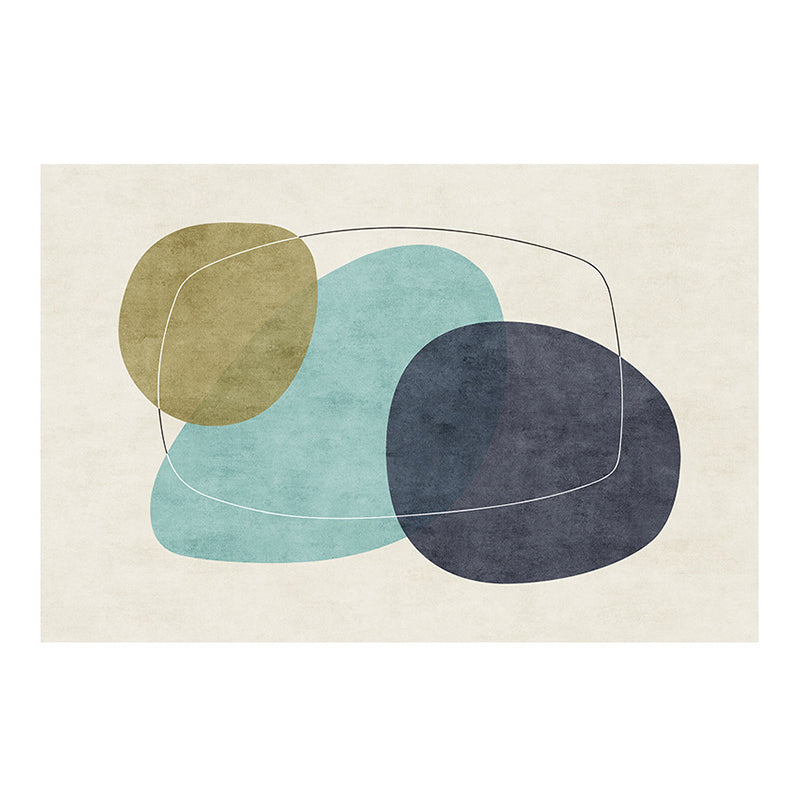 Color Block Indoor Carpet Polyester Area Rug Non-Slip Backing Rug for Home Decor