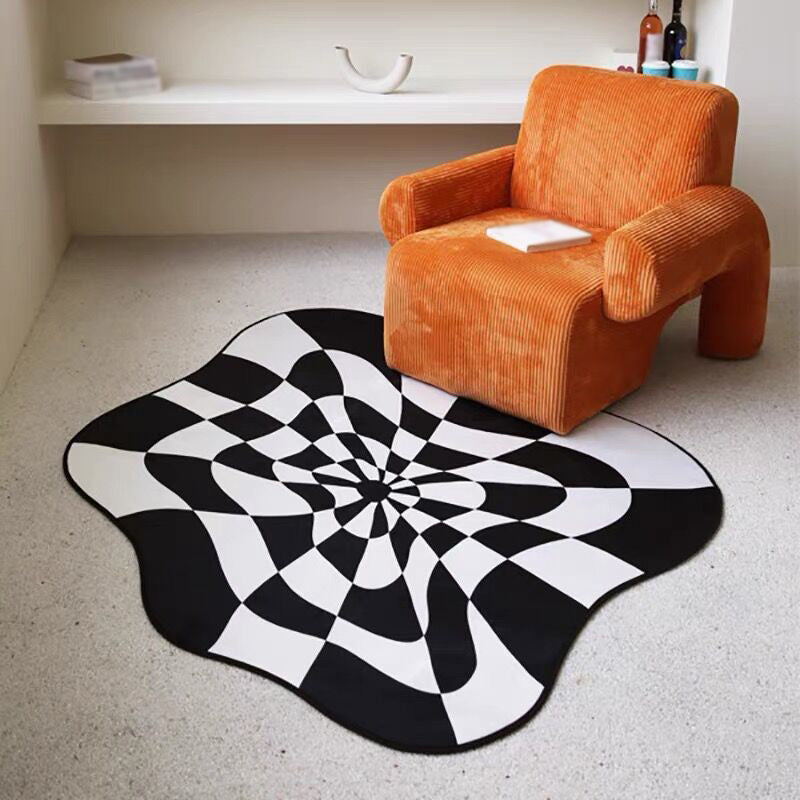Rapis à imprimé à contrôle blanc Polyester tapis lavable moderne pour salle de dessin