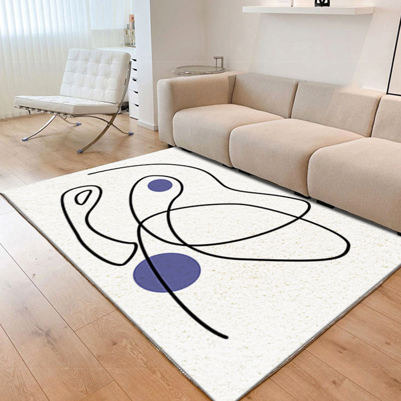 Alfombra de alfombra de alfombra casual de beige alfombra lavable de la línea abstractor de poliéster para sala de estar