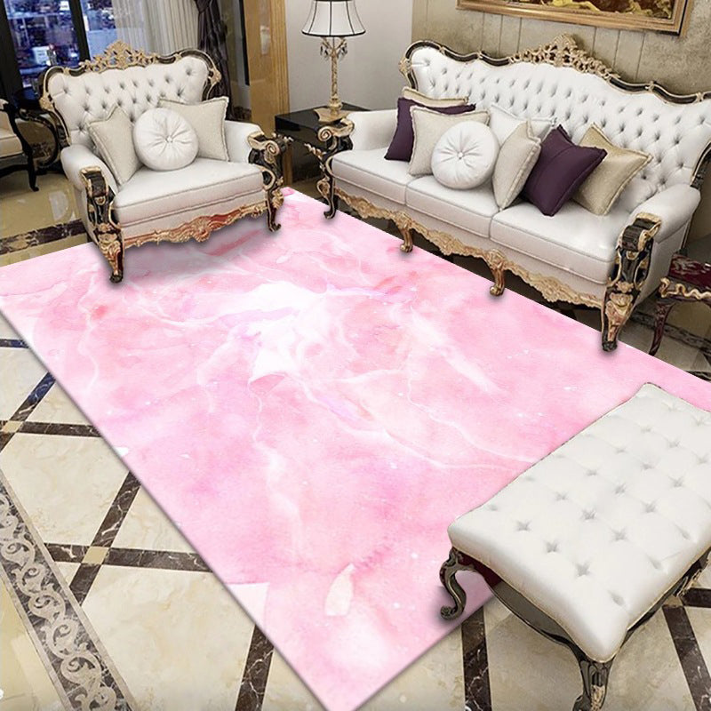 White Marble Pattern Rug Polyester Luxury Rug Washable Rug for Living Room