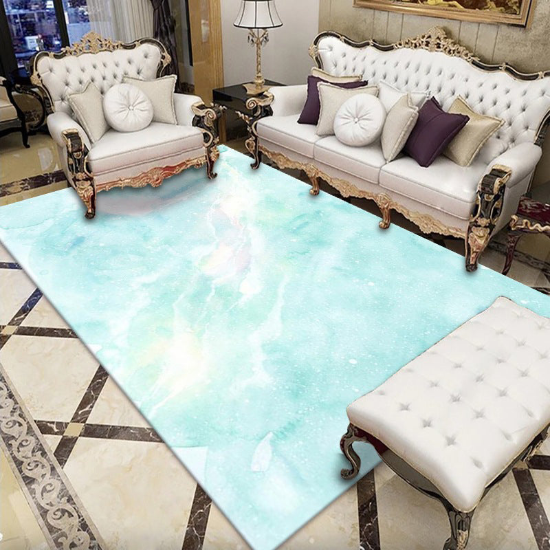 White Marble Pattern Rug Polyester Luxury Rug Washable Rug for Living Room