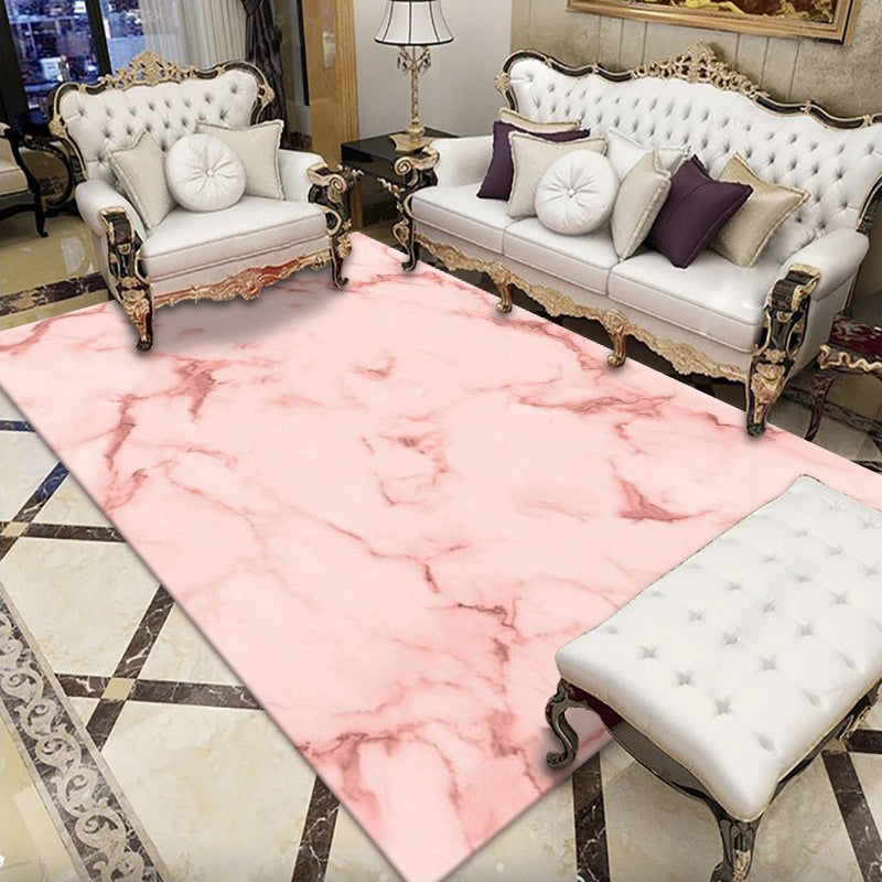 White Marble Pattern Rug Polyester Luxury Rug Washable Rug for Living Room
