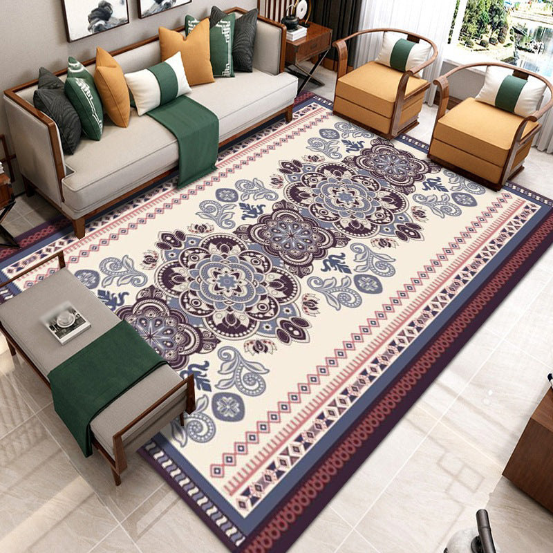 Wijn rood medaillon tapijt polyester traditioneel binnen tapijt wasbaar tapijt voor woonkamer