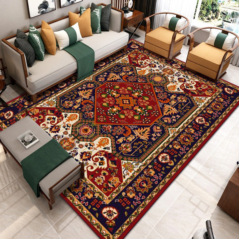 Wijn rood medaillon tapijt polyester traditioneel binnen tapijt wasbaar tapijt voor woonkamer