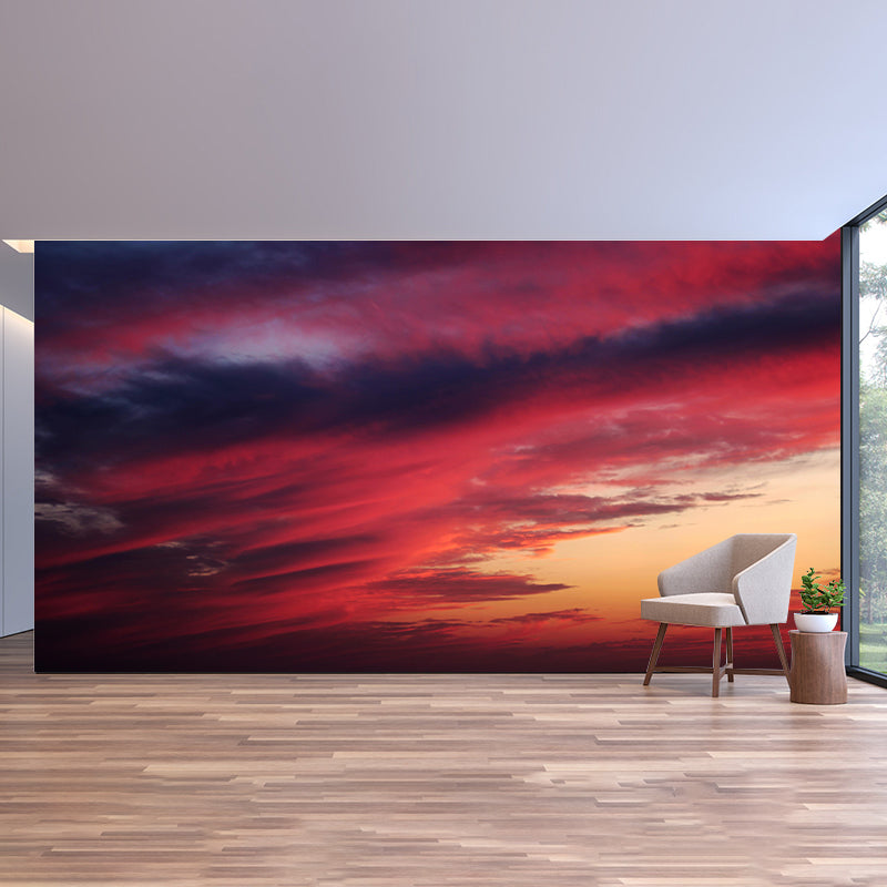 Sky Wall Cloud Contemporary Mural Mildew Resistant Wallpaper for Living Room
