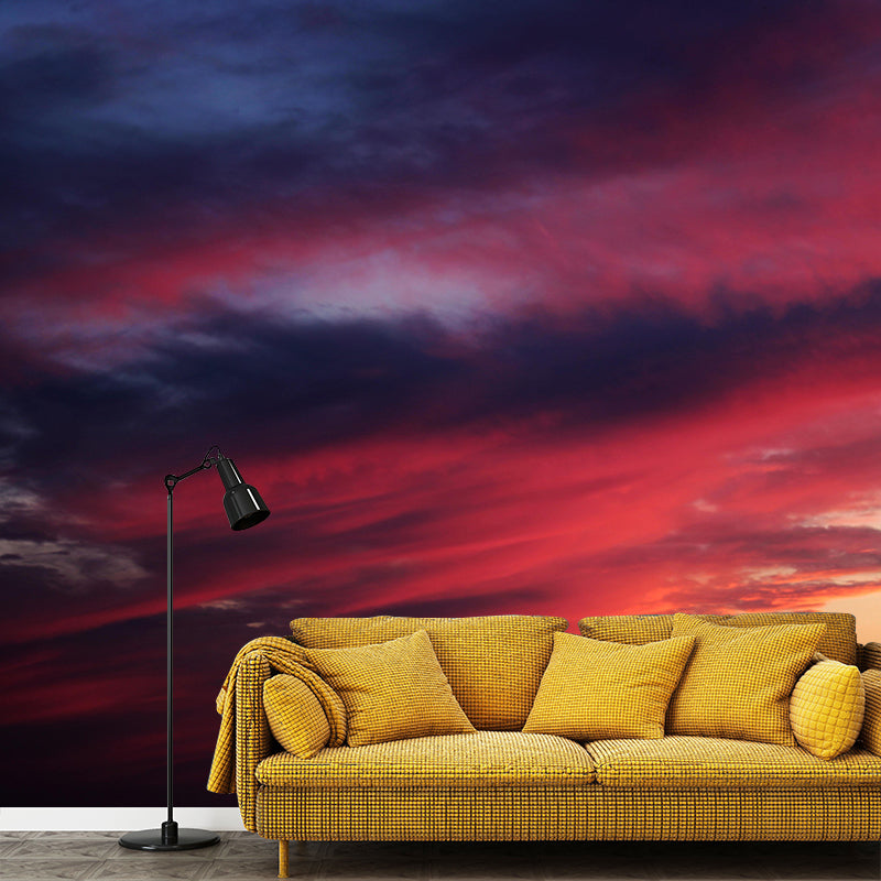 Sky Wall Cloud Contemporary Mural Mildew Resistant Wallpaper for Living Room