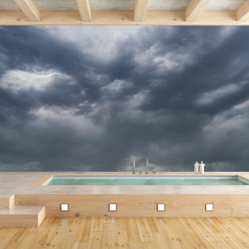 Cloud Sky Contemporary Sky Wall Mural Mildew Resistant Wallpaper for Bedroom