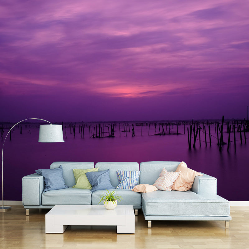 Sunset Contemporary Sky Mural Mildew Resistant Wallpaper for Wall Decor